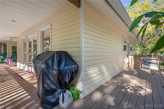 deck featuring grilling area