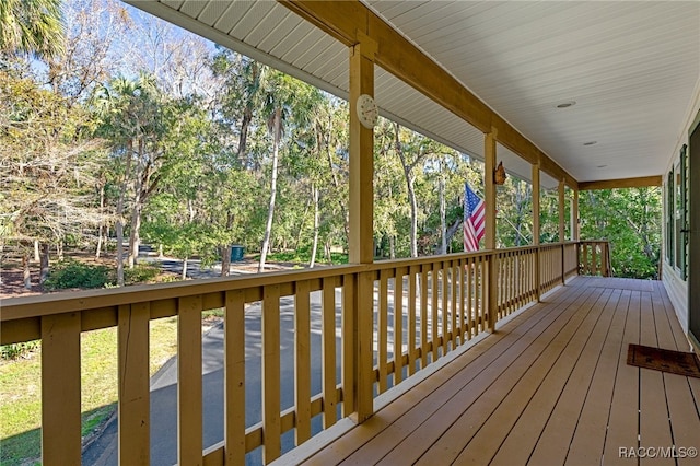 deck featuring a porch