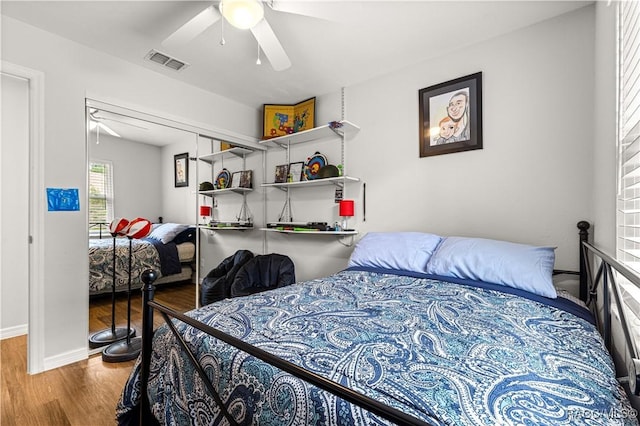 4325 NE 33rd Ave, Ocala, FL 34479 - bedroom featuring wood finished floors, ceiling fan, and a closet