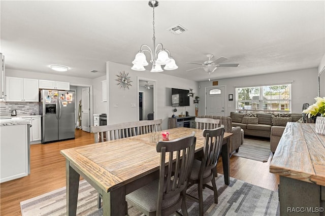 4325 NE 33rd Ave, Ocala, FL 34479 - dining space featuring a ceiling fan, light wood finished floors, and a chandelier