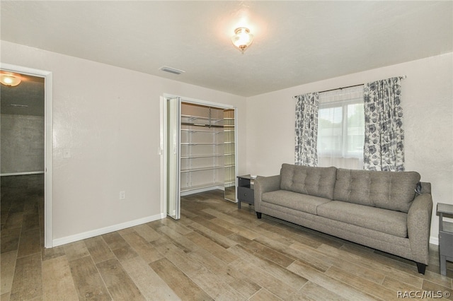 living room with hardwood / wood-style floors