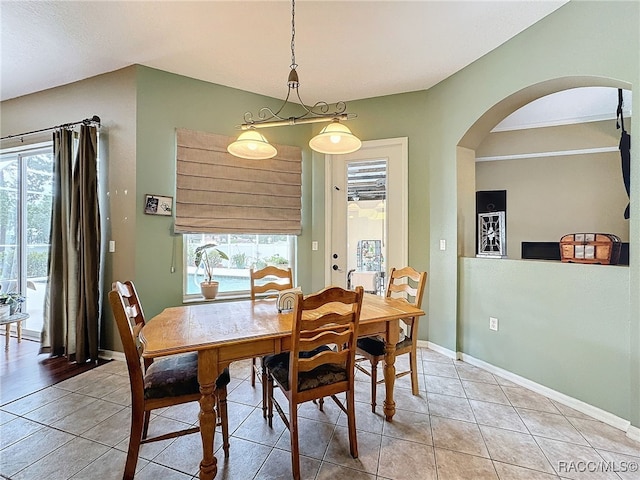 view of tiled dining room