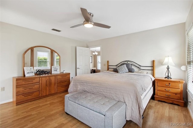 bedroom with light hardwood / wood-style flooring