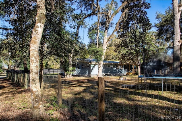 view of yard featuring a trampoline