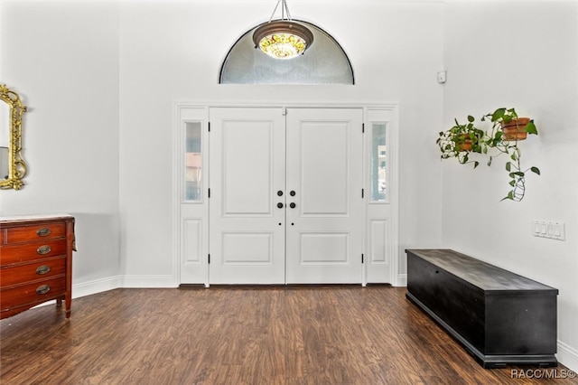 entrance foyer with a wealth of natural light and dark wood-type flooring