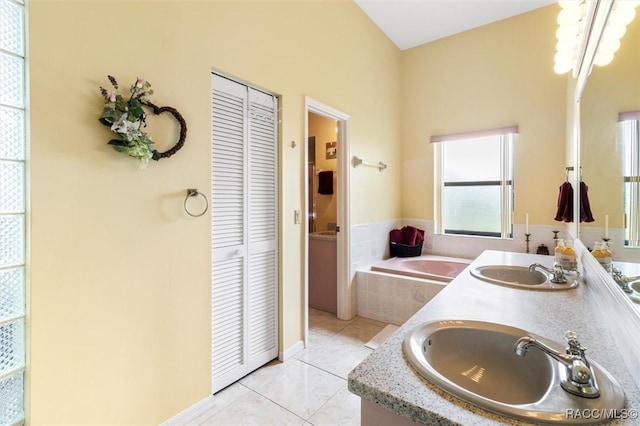 330 E Ireland Ct, Hernando, FL 34442 - full bathroom with a closet, tile patterned flooring, a garden tub, and double vanity