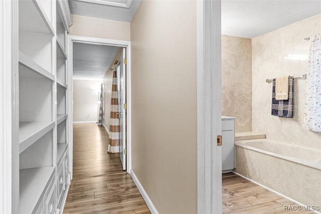 interior space with light hardwood / wood-style flooring