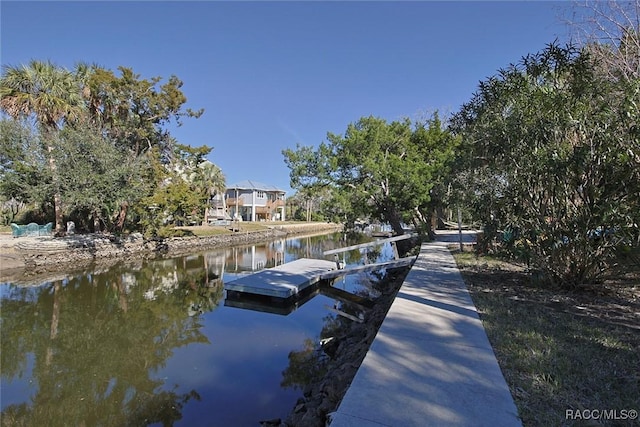 view of dock featuring a water view