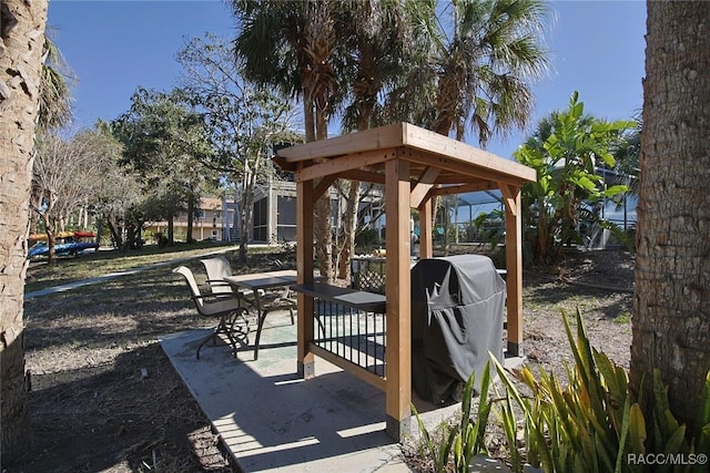 view of patio featuring a gazebo and grilling area