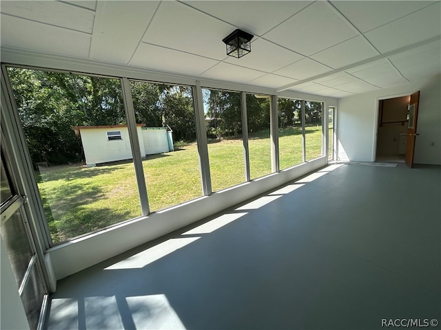 view of unfurnished sunroom