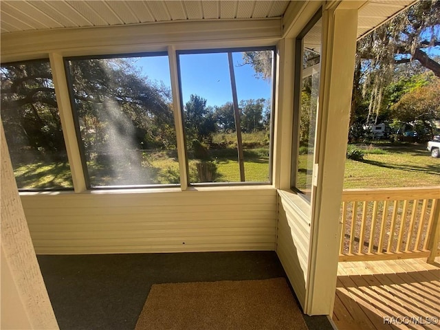 view of unfurnished sunroom