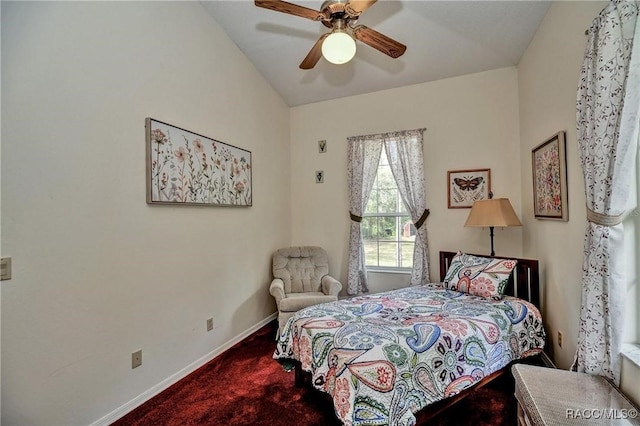 7802 N Fairwind Loop, Hernando, FL 34442 - bedroom featuring carpet, lofted ceiling, and a ceiling fan