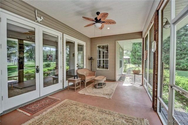 7802 N Fairwind Loop, Hernando, FL 34442 - sunroom / solarium with french doors, ceiling fan, and healthy amount of natural light