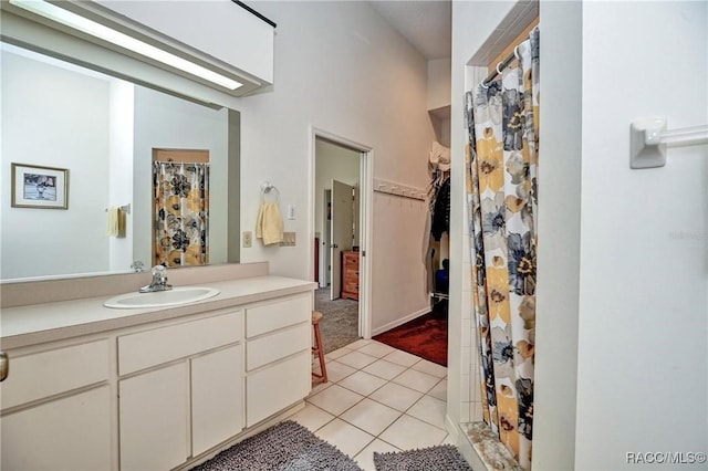 7802 N Fairwind Loop, Hernando, FL 34442 - bathroom featuring vanity, tile patterned flooring, and a shower with curtain