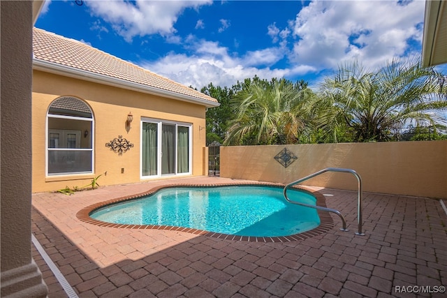 view of swimming pool with a patio