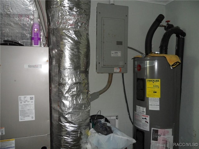 utilities featuring electric panel and water heater