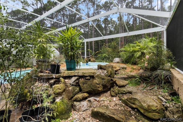 exterior space featuring a lanai