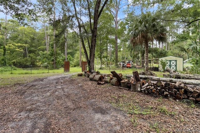 view of yard with an outbuilding