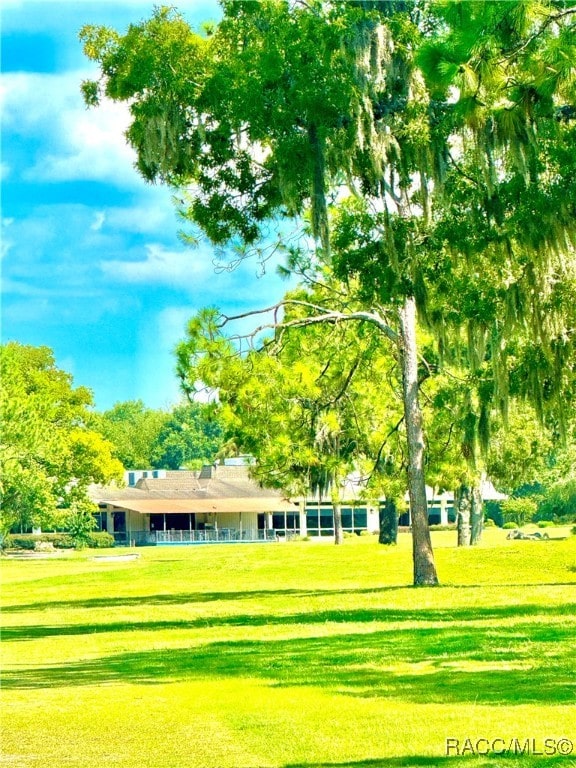 view of property's community with a yard