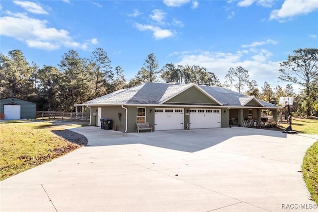 ranch-style home with a garage