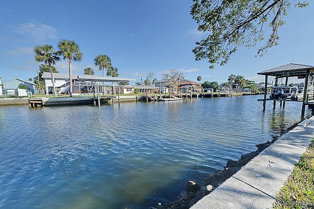 dock area featuring a water view