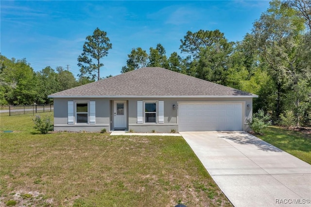 1435 W Adele Ct, Citrus Springs, FL 34434 - view of front facade with stucco siding, an attached garage, driveway, and roof with shingles