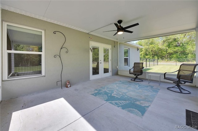 1435 W Adele Ct, Citrus Springs, FL 34434 - view of patio / terrace featuring french doors and a ceiling fan