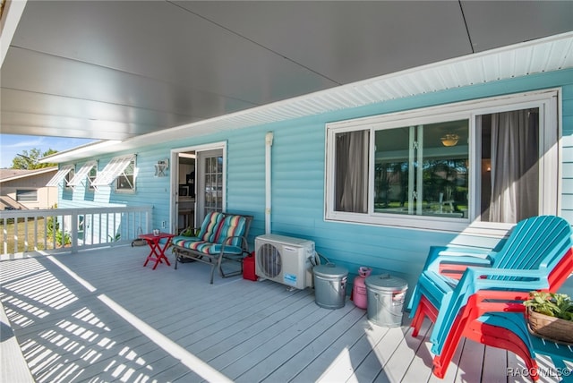 wooden deck with ac unit