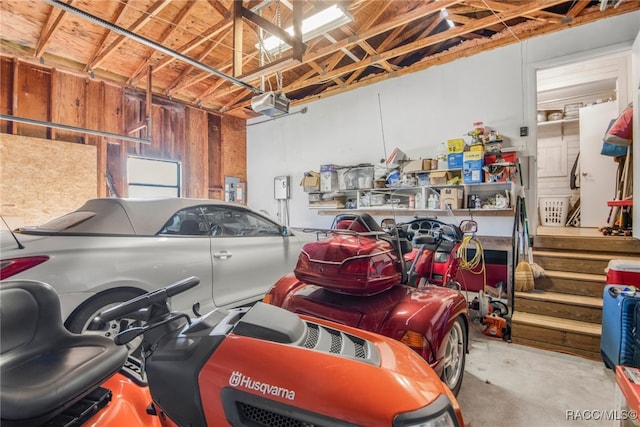 garage with a garage door opener