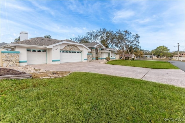 ranch-style house with a front lawn