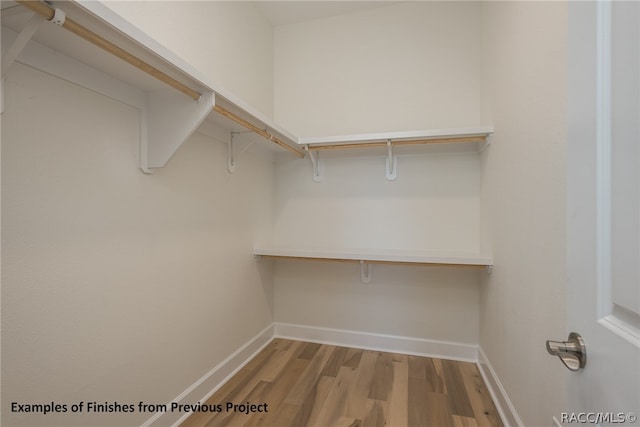 walk in closet featuring wood-type flooring