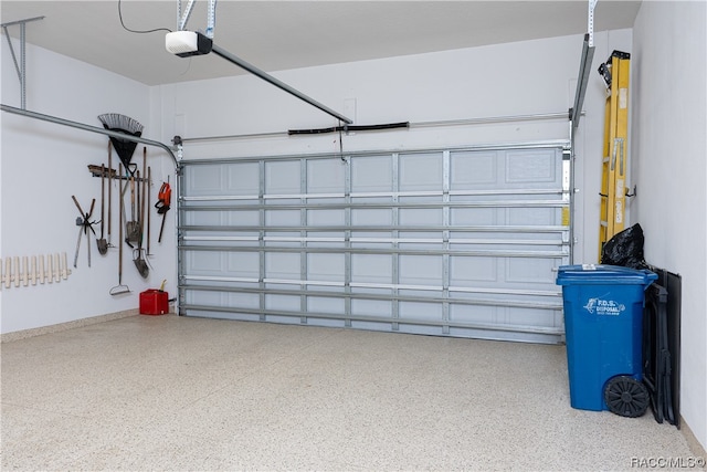 garage with a garage door opener