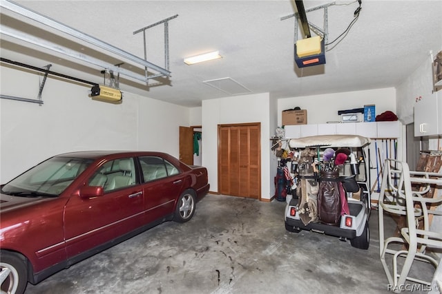 garage with a garage door opener