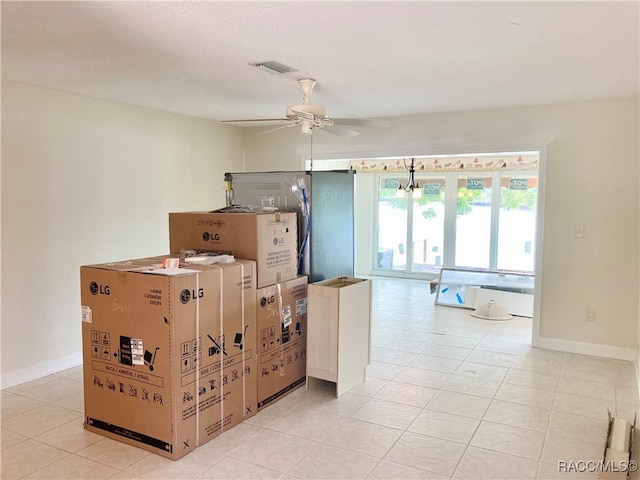 storage room featuring ceiling fan