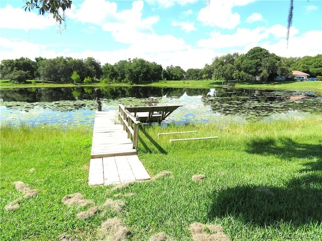 view of dock featuring a water view