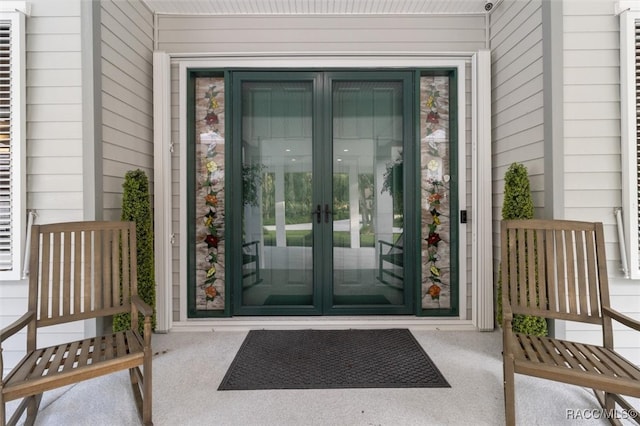 property entrance with french doors