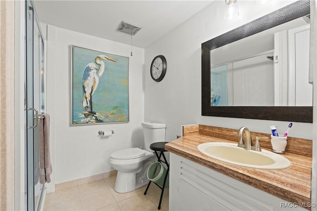 688 Midway Dr Unit B, Ocala, FL 34472 - full bathroom featuring tile patterned flooring, vanity, a shower stall, and toilet