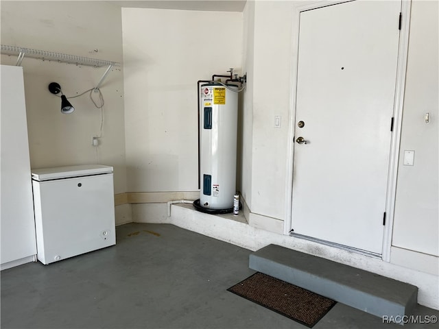 utility room with electric water heater