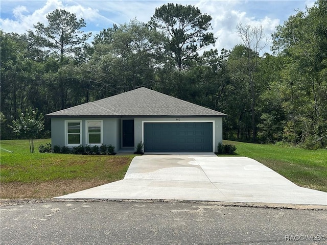 8410 N Pocono Dr, Citrus Springs, FL 34433 - view of front of property with a front lawn, a garage, and stucco siding