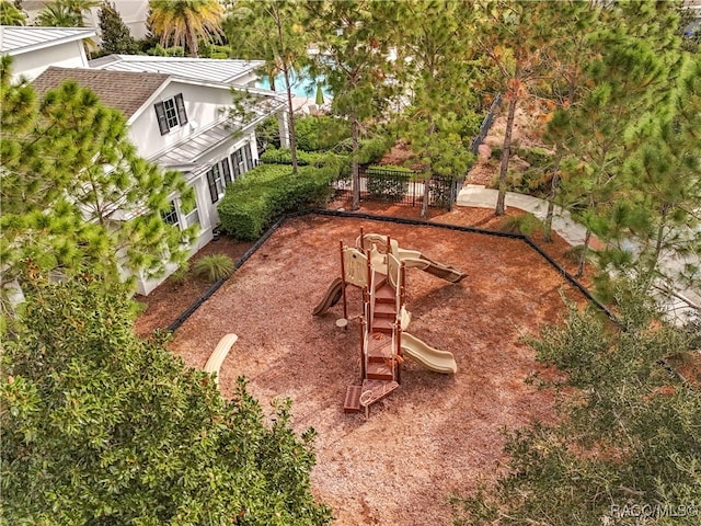 view of yard featuring a playground