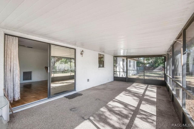 view of unfurnished sunroom