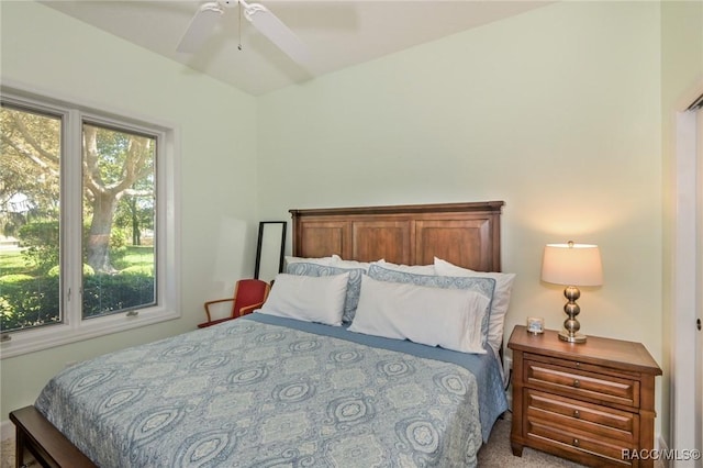 bedroom with carpet floors and ceiling fan