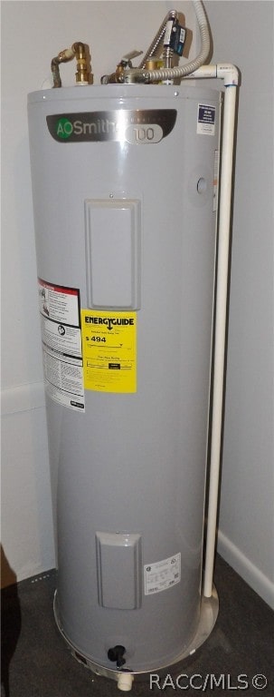 utility room with electric water heater