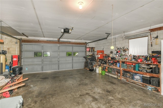 garage with a garage door opener