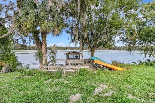 dock area featuring a water view