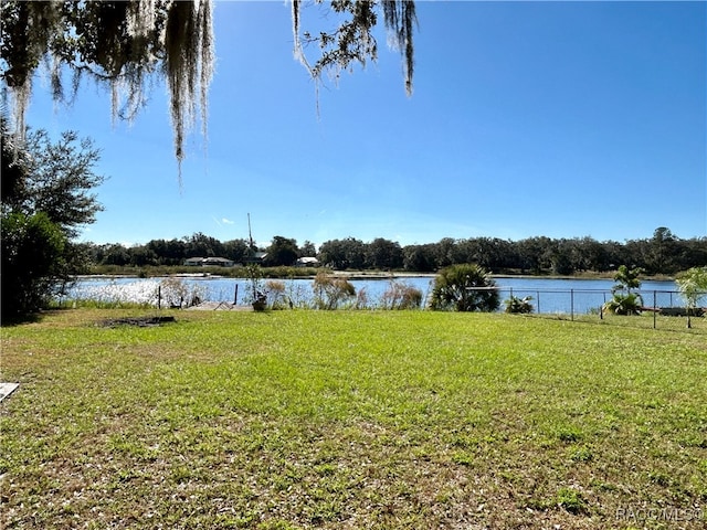 view of yard with a water view