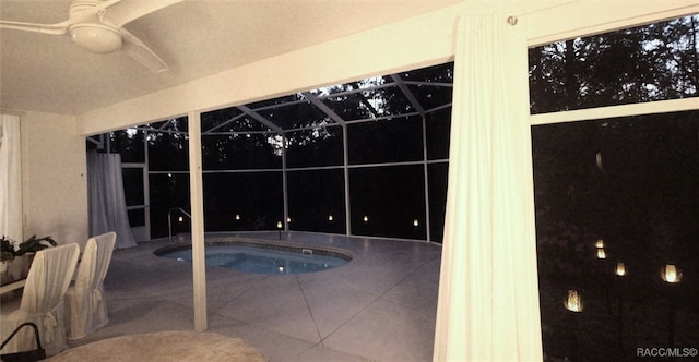 view of pool featuring a hot tub