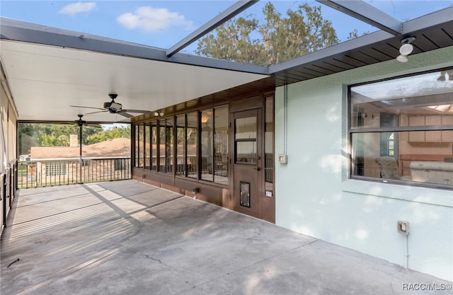 view of patio / terrace featuring ceiling fan