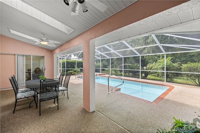 view of pool with ceiling fan