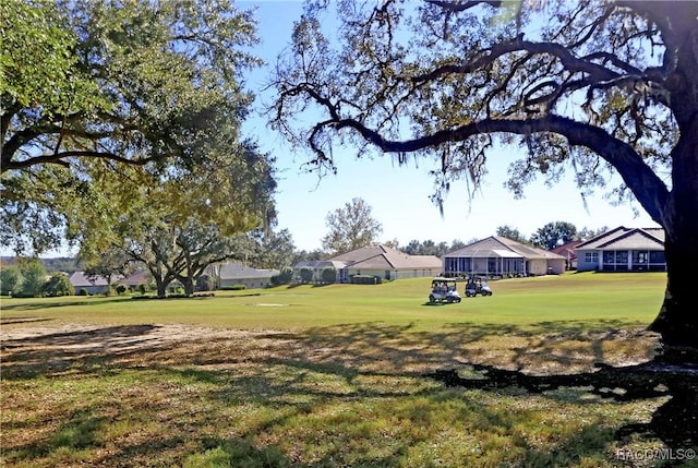 view of property's community with a yard